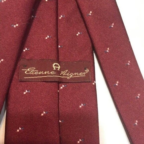 #1494 VTG ETIENNE AIGNER MAROON VINTAGE SILK NECKTIE 57X3 - Picture 2 of 4